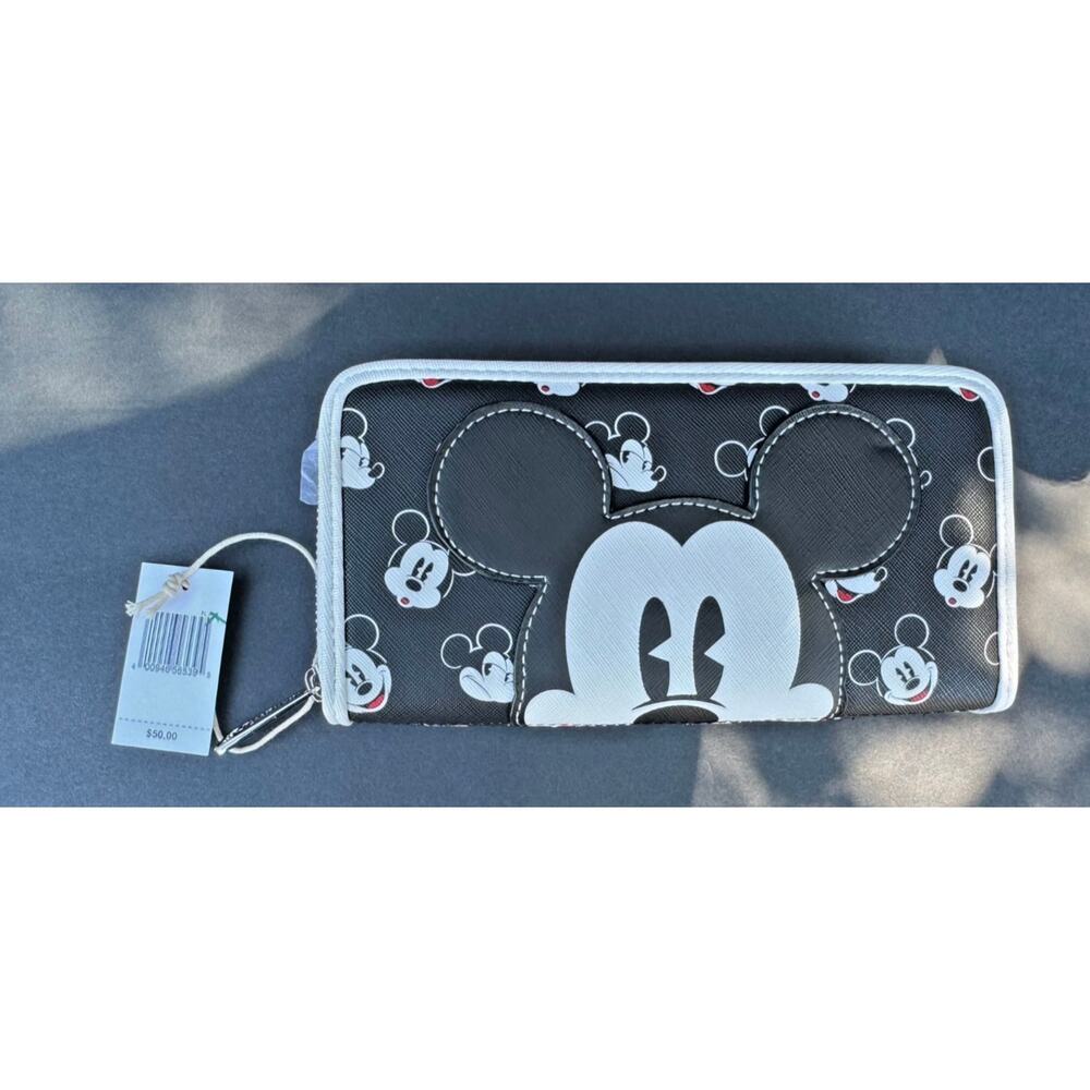NWT Loungefly Disney Mickey Mouse Zip Around Wallet Black